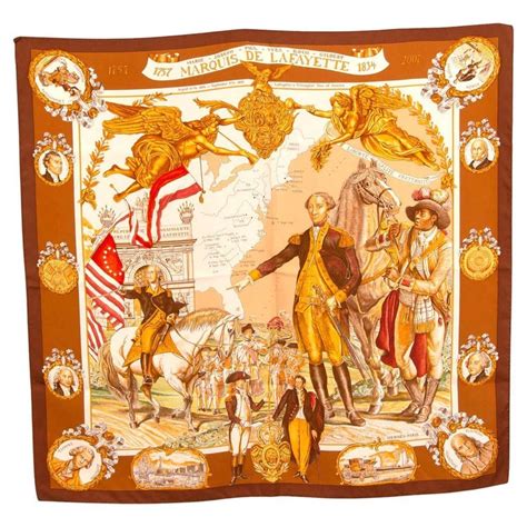 HERMES Silk Marquis De Lafayette Scarf 90 